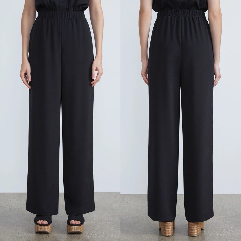 Lafayette 148 New Black Plus Organic Silk Crepe Pull On Perry Pants 2X $1198